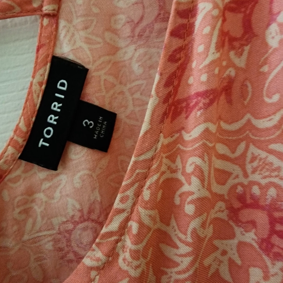 Torrid Pink Paisley Dress with V-Neck - Picture 2 of 2